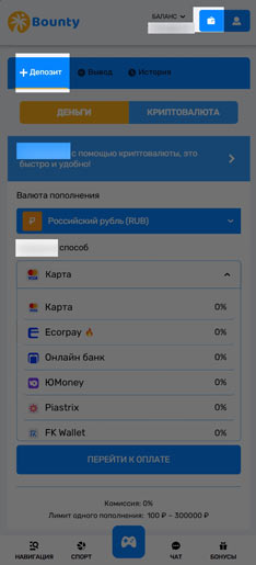 Пополнение и вывод